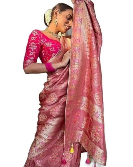 Pure Kanjivaram Soft Banarasi Silk Saree For Women & Girls With Unstitched Heavy Blouse Piece