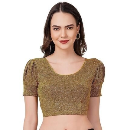 Readymade Shining Lycra Stretchable Round Neck Half Sleeve Blouses || Womens Mettalic Stretchable Readymade Blouses
