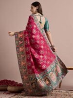 Pink Woven Viscose Saree with Unstitched Blouse - Image 2