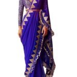 Saree Trends Women's Faux Georgette ready to wear Frill saree with unstitched blouse