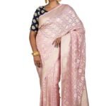 Handwoven Nakshi Floral Brocade Work Self Color Khaddi Georgette Banarasi Saree