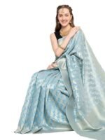 incredible sarees Katan Silk Tissue Banarasi Saree For Women (Free Size) - Image 3