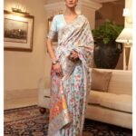 Blue Kashmiri Saree with Unstitched Blouse