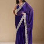 Violet Zariwork (Silver) Chiffon Saree