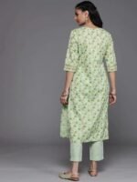 Green Yoke Design Cotton Silk Kurta - Image 3
